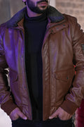 Vintage Flight Jacket with Fur Collar (Premium Artificial)